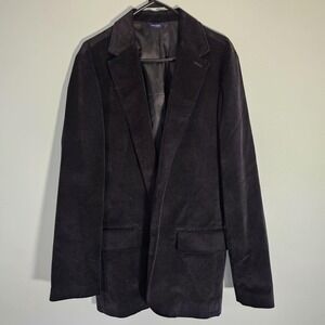 Vintage GAP Black Velvet Blazer Mens Medium 90s Y2K Smoking Jacket Dark Academia